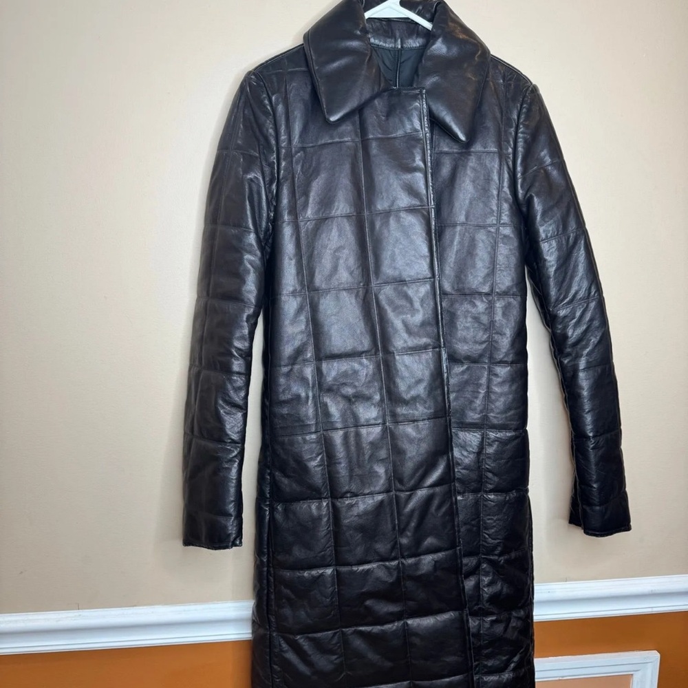 Long Brown Leather Coat